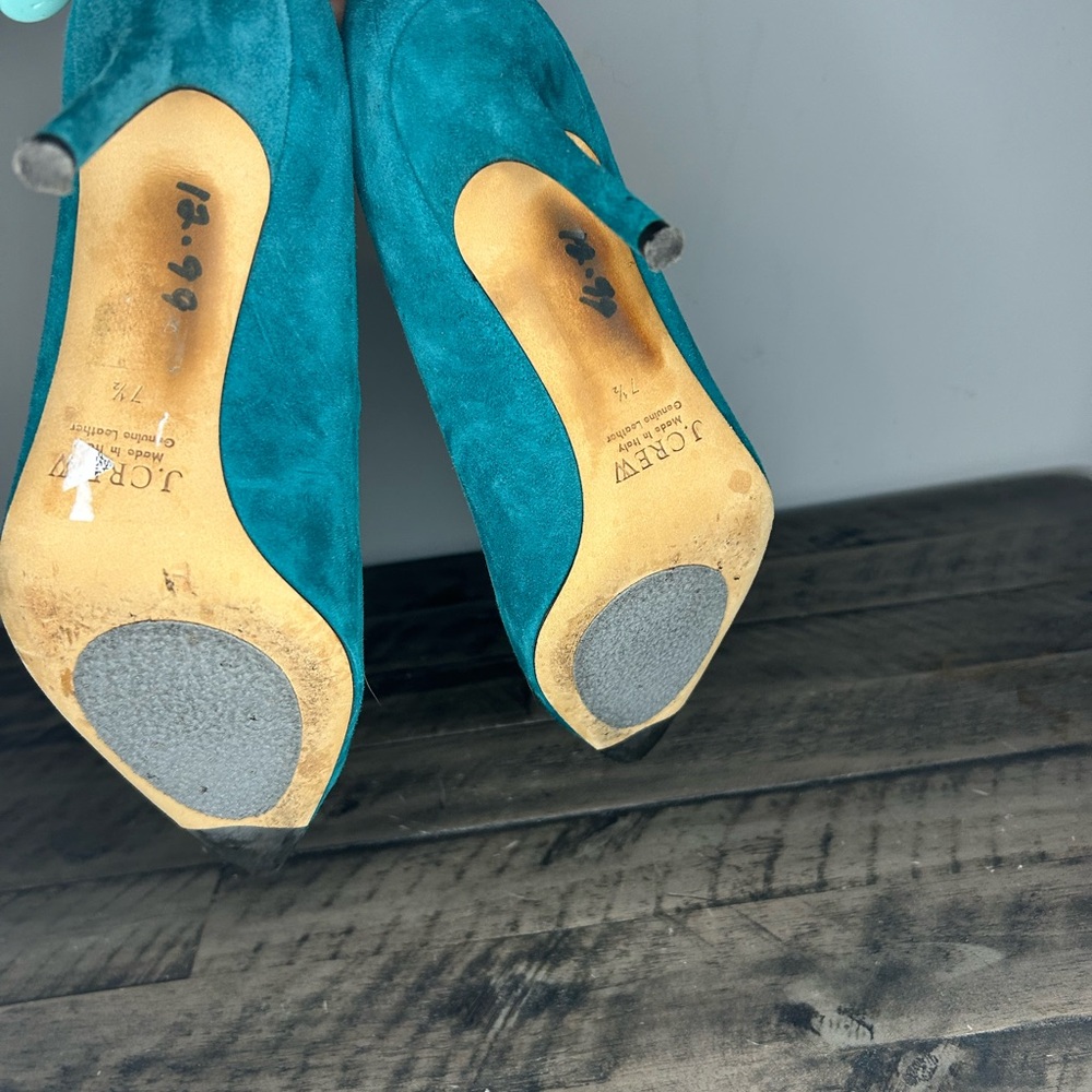 J. Crew Suede Turquoise Heels - Picture 5 of 5
